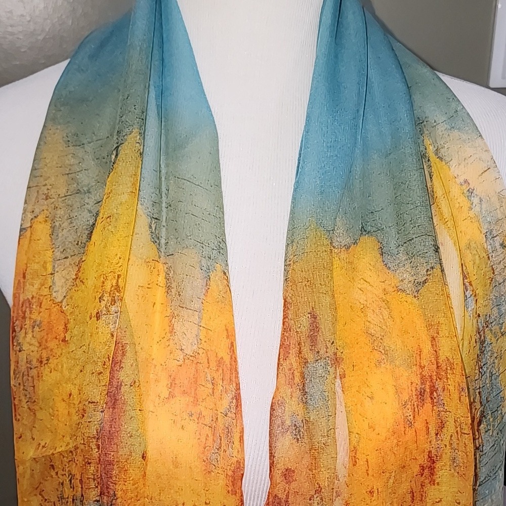 Lightweight Abstract Print Oblong Scarf - Picture 3 of 5